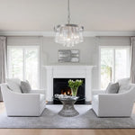 Modern 5 - Light Ice - Patterned Rectangular Glass Round Convertible Design Chandelier - LightfixturesUAE