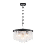 Modern 5 - Light Ice - Patterned Rectangular Glass Round Convertible Design Chandelier - LightfixturesUAE
