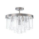 Modern 5 - Light Ice - Patterned Rectangular Glass Round Convertible Design Chandelier - LightfixturesUAE