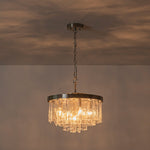 Modern 5 - Light Ice - Patterned Rectangular Glass Round Convertible Design Chandelier - LightfixturesUAE