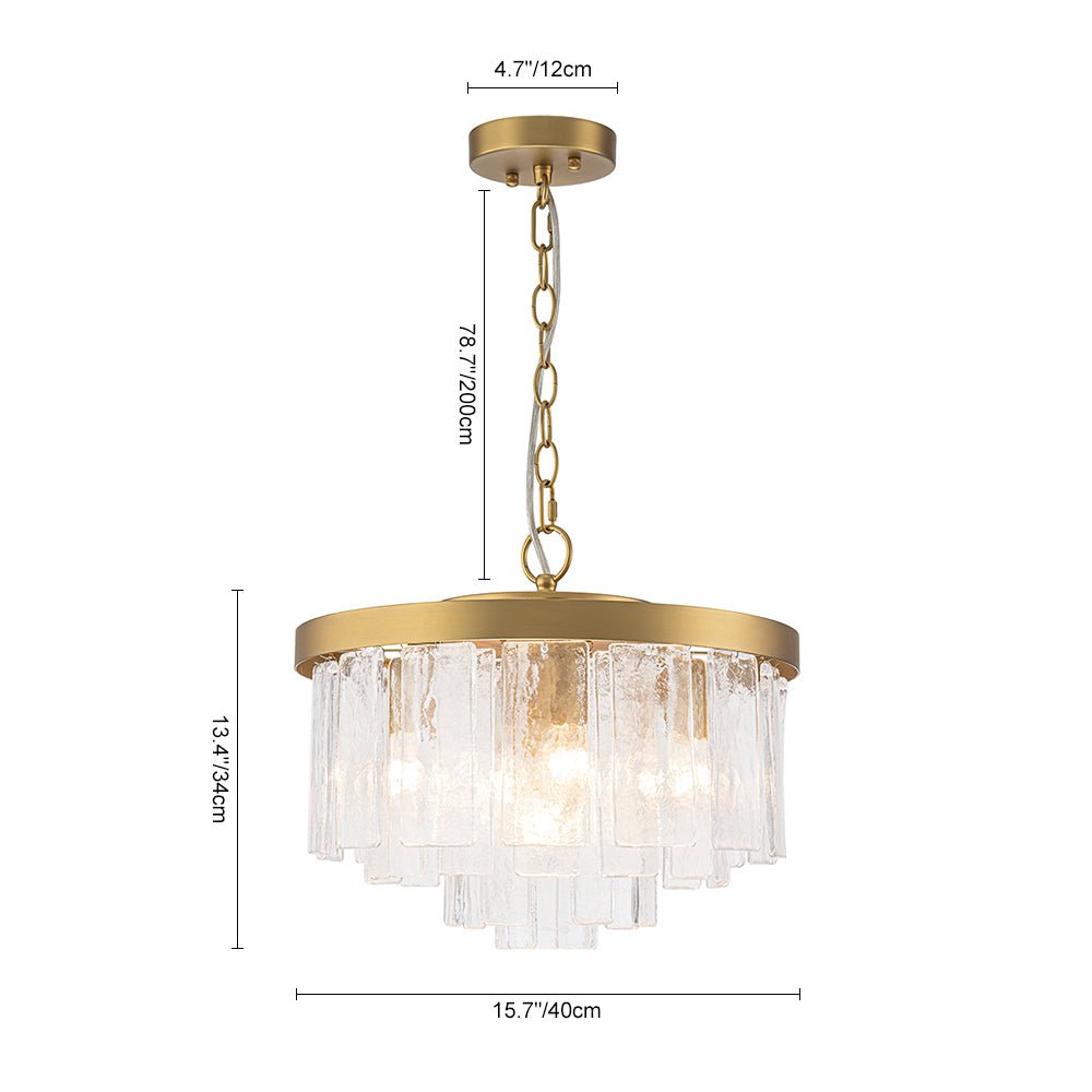 Modern 5 - Light Ice - Patterned Rectangular Glass Round Convertible Design Chandelier - LightfixturesUAE