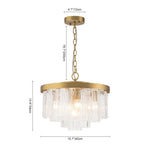 Modern 5 - Light Ice - Patterned Rectangular Glass Round Convertible Design Chandelier - LightfixturesUAE