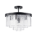 Modern 5 - Light Ice - Patterned Rectangular Glass Round Convertible Design Chandelier - LightfixturesUAE