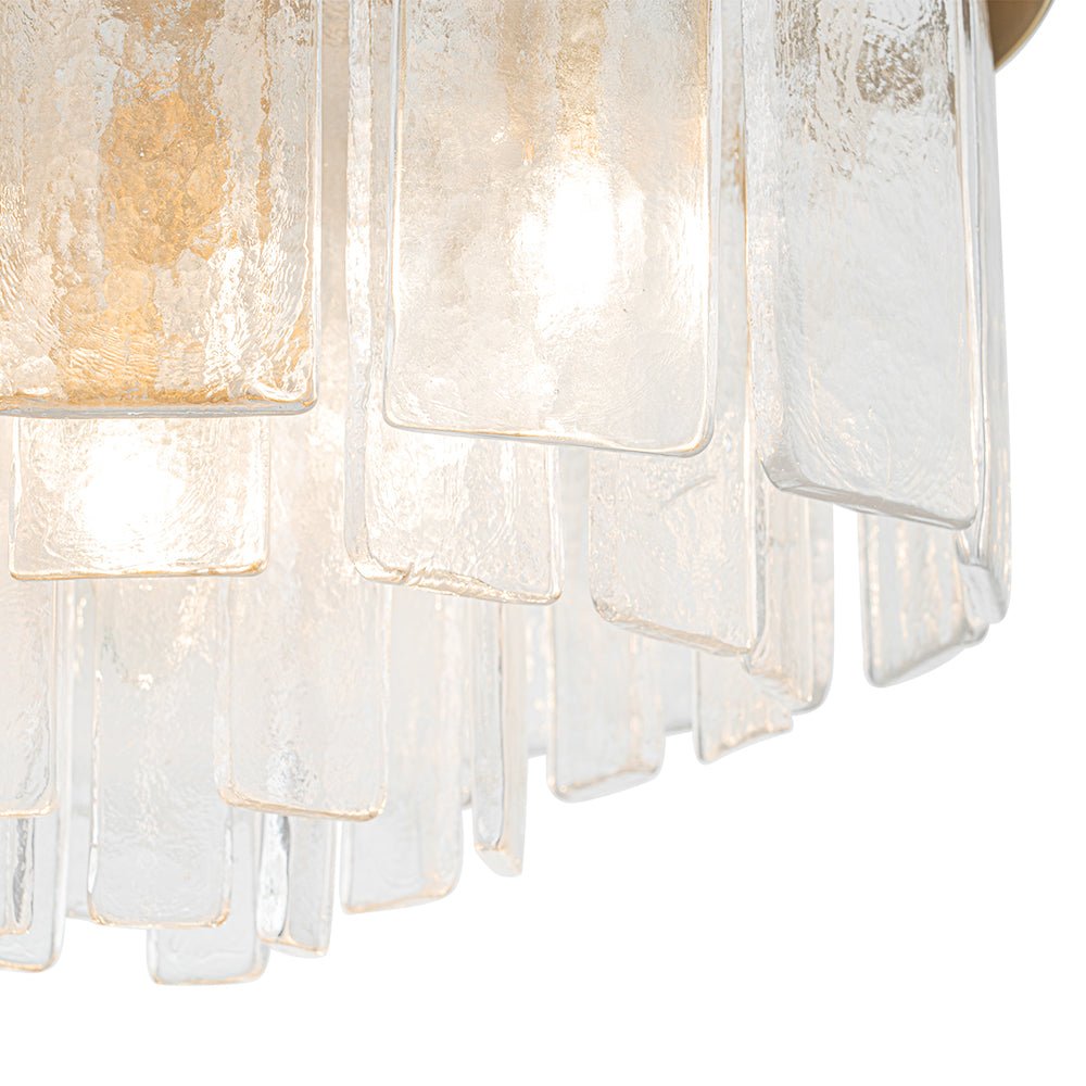 Modern 5 - Light Ice - Patterned Rectangular Glass Round Convertible Design Chandelier - LightfixturesUAE