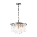 Modern 5 - Light Ice - Patterned Rectangular Glass Round Convertible Design Chandelier - LightfixturesUAE