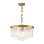 Modern 5 - Light Ice - Patterned Rectangular Glass Round Convertible Design Chandelier - LightfixturesUAE