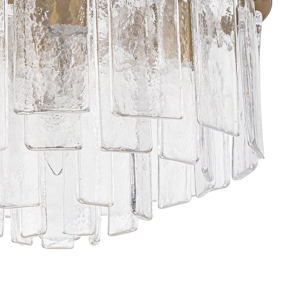Modern 5 - Light Ice - Patterned Rectangular Glass Round Convertible Design Chandelier - LightfixturesUAE