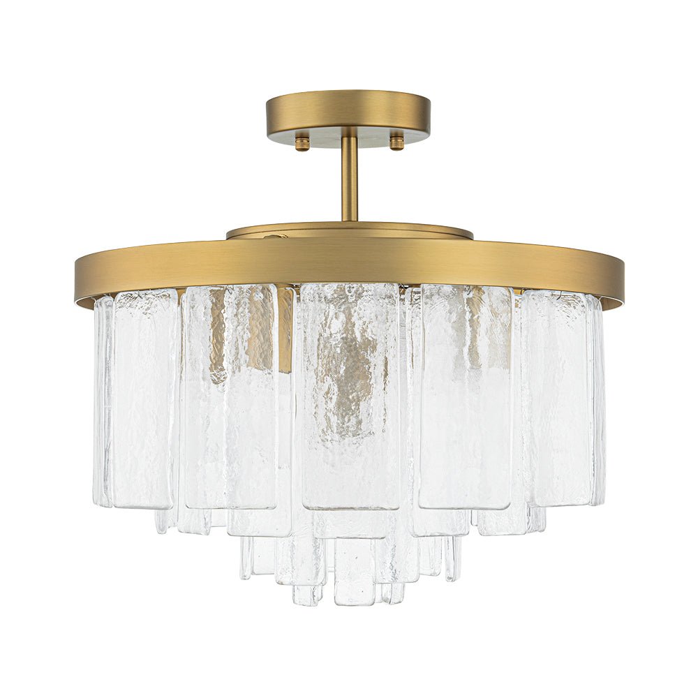 Modern 5 - Light Ice - Patterned Rectangular Glass Round Convertible Design Chandelier - LightfixturesUAE