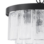 Modern 5 - Light Ice - Patterned Rectangular Glass Round Convertible Design Chandelier - LightfixturesUAE