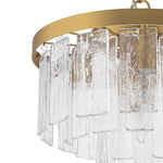Modern 5 - Light Ice - Patterned Rectangular Glass Round Convertible Design Chandelier - LightfixturesUAE