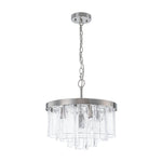 Modern 5 - Light Ice - Patterned Rectangular Glass Round Convertible Design Chandelier - LightfixturesUAE