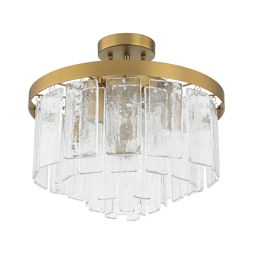 Modern 5 - Light Ice - Patterned Rectangular Glass Round Convertible Design Chandelier - LightfixturesUAE