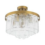 Modern 5 - Light Ice - Patterned Rectangular Glass Round Convertible Design Chandelier - LightfixturesUAE
