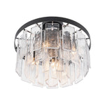 Modern 5 - Light Ice - Patterned Rectangular Glass Round Convertible Design Chandelier - LightfixturesUAE