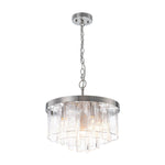 Modern 5 - Light Ice - Patterned Rectangular Glass Round Convertible Design Chandelier - LightfixturesUAE