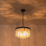 Modern 5 - Light Ice - Patterned Rectangular Glass Round Convertible Design Chandelier - LightfixturesUAE