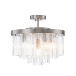 Modern 5 - Light Ice - Patterned Rectangular Glass Round Convertible Design Chandelier - LightfixturesUAE