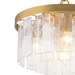 Modern 5 - Light Ice - Patterned Rectangular Glass Round Convertible Design Chandelier - LightfixturesUAE