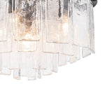 Modern 5 - Light Ice - Patterned Rectangular Glass Round Convertible Design Chandelier - LightfixturesUAE