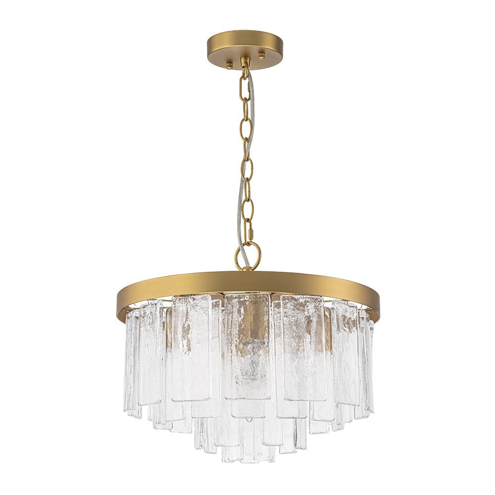 Modern 5 - Light Ice - Patterned Rectangular Glass Round Convertible Design Chandelier - LightfixturesUAE