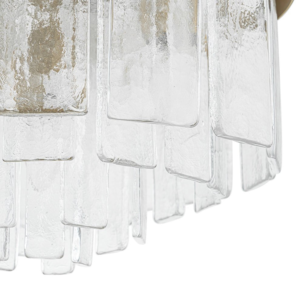 Modern 5 - Light Ice - Patterned Rectangular Glass Round Convertible Design Chandelier - LightfixturesUAE