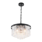 Modern 5 - Light Ice - Patterned Rectangular Glass Round Convertible Design Chandelier - LightfixturesUAE