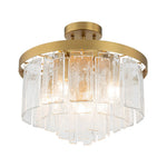 Modern 5 - Light Ice - Patterned Rectangular Glass Round Convertible Design Chandelier - LightfixturesUAE