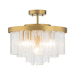 Modern 5 - Light Ice - Patterned Rectangular Glass Round Convertible Design Chandelier - LightfixturesUAE