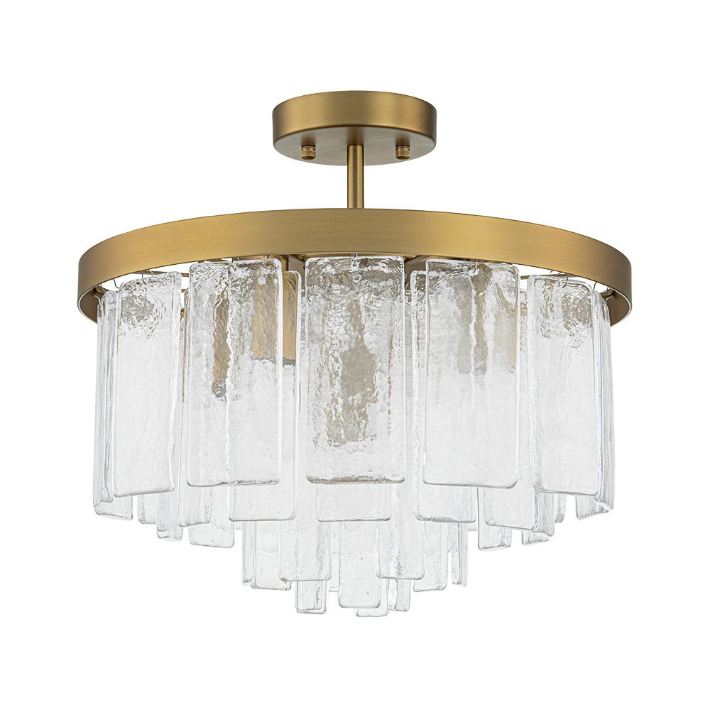 Modern 5 - Light Ice - Patterned Rectangular Glass Round Convertible Design Chandelier - LightfixturesUAE