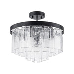 Modern 5 - Light Ice - Patterned Rectangular Glass Round Convertible Design Chandelier - LightfixturesUAE