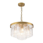 Modern 5 - Light Ice - Patterned Rectangular Glass Round Convertible Design Chandelier - LightfixturesUAE