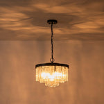 Modern 5 - Light Ice - Patterned Rectangular Glass Round Convertible Design Chandelier - LightfixturesUAE
