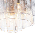 Modern 5 - Light Ice - Patterned Rectangular Glass Round Convertible Design Chandelier - LightfixturesUAE