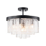 Modern 5 - Light Ice - Patterned Rectangular Glass Round Convertible Design Chandelier - LightfixturesUAE