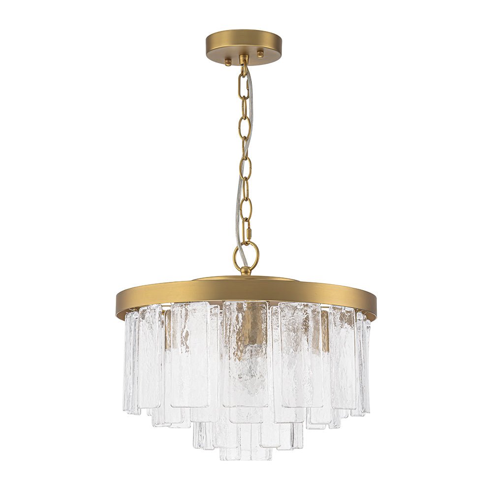 Modern 5 - Light Ice - Patterned Rectangular Glass Round Convertible Design Chandelier - LightfixturesUAE
