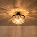 Modern 5 - Light Ice - Patterned Rectangular Glass Round Convertible Design Chandelier - LightfixturesUAE