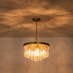 Modern 5 - Light Ice - Patterned Rectangular Glass Round Convertible Design Chandelier - LightfixturesUAE