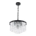 Modern 5 - Light Ice - Patterned Rectangular Glass Round Convertible Design Chandelier - LightfixturesUAE