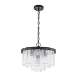 Modern 5 - Light Ice - Patterned Rectangular Glass Round Convertible Design Chandelier - LightfixturesUAE