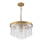 Modern 5 - Light Ice - Patterned Rectangular Glass Round Convertible Design Chandelier - LightfixturesUAE