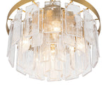 Modern 5 - Light Ice - Patterned Rectangular Glass Round Convertible Design Chandelier - LightfixturesUAE
