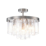Modern 5 - Light Ice - Patterned Rectangular Glass Round Convertible Design Chandelier - LightfixturesUAE