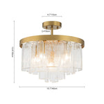 Modern 5 - Light Ice - Patterned Rectangular Glass Round Convertible Design Chandelier - LightfixturesUAE
