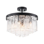 Modern 5 - Light Ice - Patterned Rectangular Glass Round Convertible Design Chandelier - LightfixturesUAE