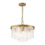Modern 5 - Light Ice - Patterned Rectangular Glass Round Convertible Design Chandelier - LightfixturesUAE