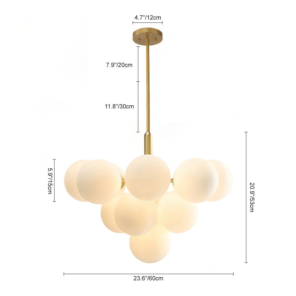 Modern 5/13 Light Opal Glass Cluster Bubble Chandelier - LightfixturesUAE