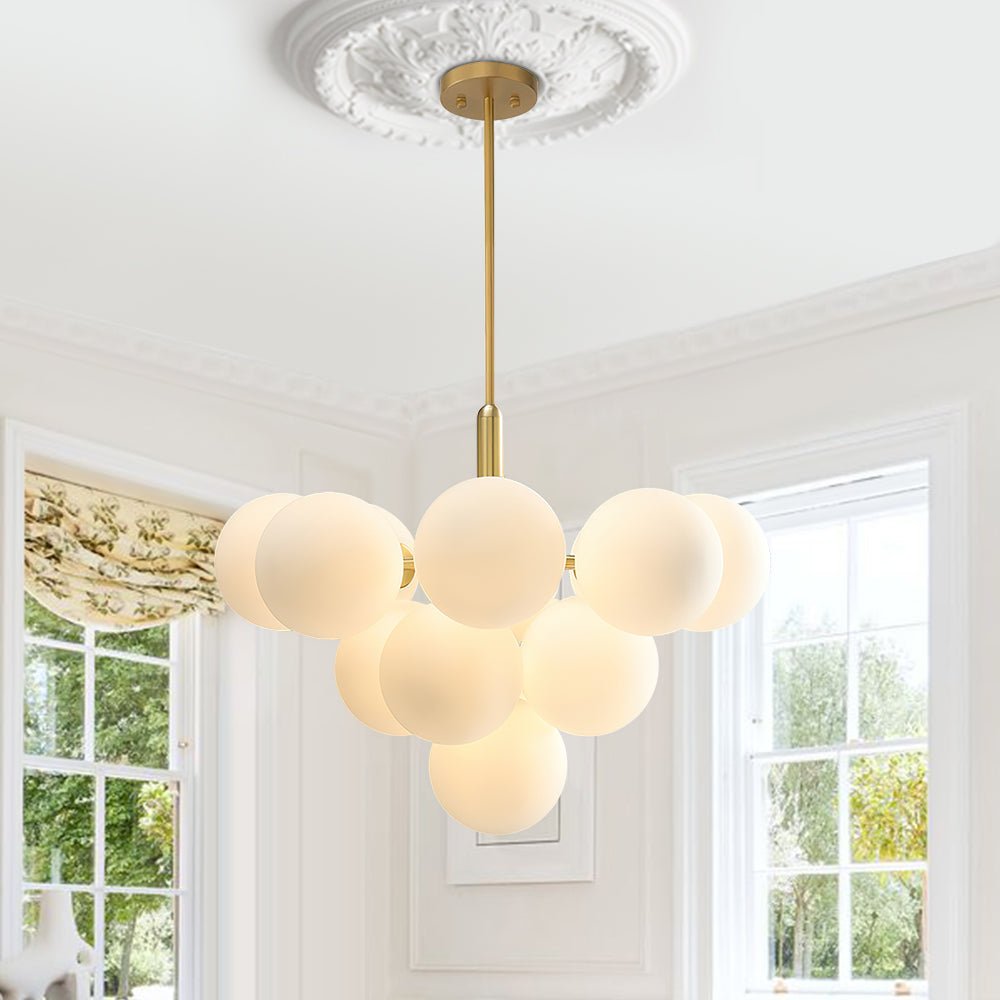 Modern 5/13 Light Opal Glass Cluster Bubble Chandelier - LightfixturesUAE