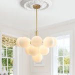 Modern 5/13 Light Opal Glass Cluster Bubble Chandelier - LightfixturesUAE