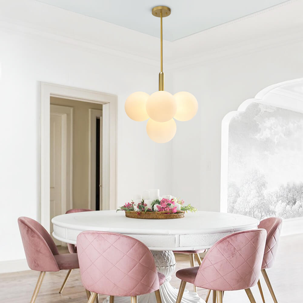 Modern 5/13 Light Opal Glass Cluster Bubble Chandelier - LightfixturesUAE
