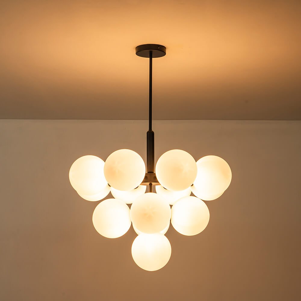 Modern 5/13 Light Opal Glass Cluster Bubble Chandelier - LightfixturesUAE